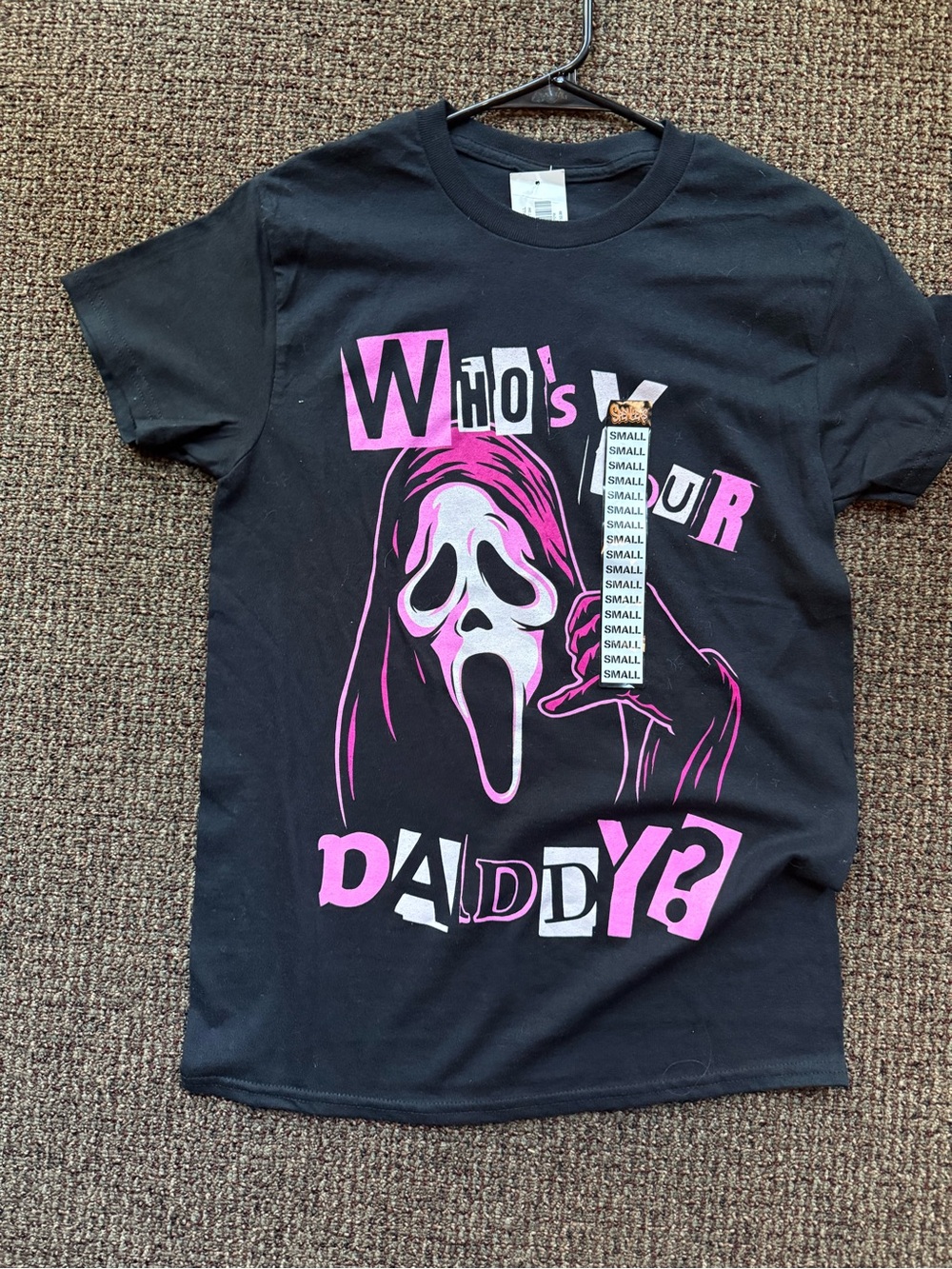 Spencer's Black Tee with Pink & White Horror Graphic